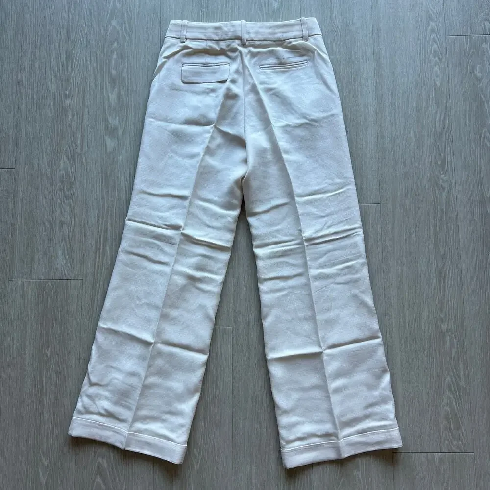J Crew Cuffed Wide Leg Trouser In Luster Canvas Pants Womens 6